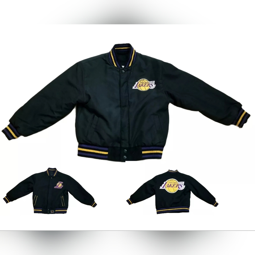 Los Angeles Lakers Jacket Reversible Varsity Youth Small 5-6 Wool NBA JH Design